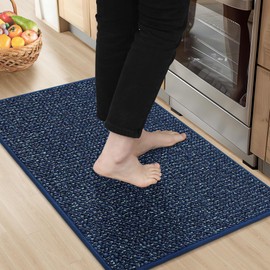 BEQHAUSE Kitchen Rugs 20"x32", Non-Slip Kitchen Mats for Floor, Super Absorbent and Stain Resistant Kitchen Rugs, Machine Washable Rugs for Kitchen, Hallway, Laundry & Sink, Blue