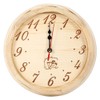 Fdit 23 cm Diameter Sauna Clock Wall Hanging Wooden Clock