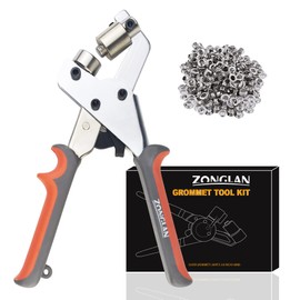 ZONGLAN Grommet Tool Kit, Eyelet Tool Multi-Purpose Handheld Manual Hole Punch Press Plier Crimper with Metal Grommets Washers (1/4")