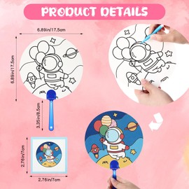 Beeveer 48 Pcs Kids Paint Party Favors Set 24 Coloring Hand Fans with 24 Watercolor Markers Paint Your Own Kit for Children DIY Art Crafts Classroom Summer Birthday Return Gifts(Paddle Style)