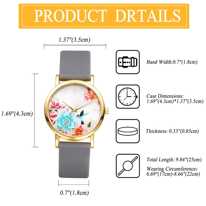 腕時計 レディース シリコンバンド 花 防水: アナログ表示 長さ調整可能 クオーツウォッチ エコロジー 田園風