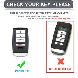 AIOEUOIA for Acura Key Fob Cover with Keychain Keyless Entry Remote Control Key Fit for Acura CDX RDX RLX TLX TLX-L ILX NSX Smart Key Shell (Black, 4-Buttons)