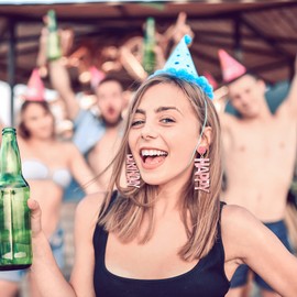 Birthday Earrings Beaded Earrings for Wome Glitter HAPPY BIRTHDAY Letter Drop Dangle Earrings Birthday Party Jewelry Gifts