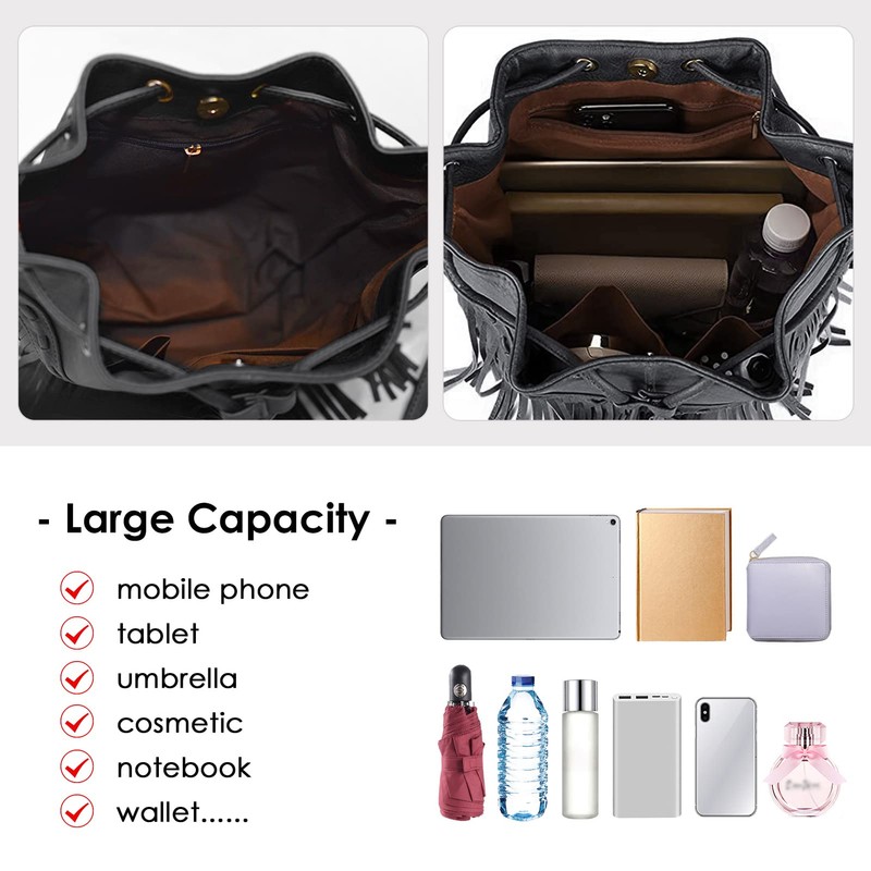 Crossbody Bucket Bags for Women Lightweight Drawstring Shoulder Bag Ladies