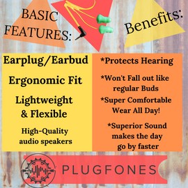 PLUGFONES Y/G Foam NOISE CANCELLATION EARBUDS EARPLUGS HEADPHONES EAR PROTECTION