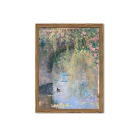 Framed Vintage Monet Canvas Wall Art, Floral Landscape Wall Decor Paintings, Country Nature Pictures Prints Aesthetic Home Decor for Living Room Bedroom Bathroom 8x10 inch