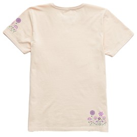 Life is Good. Women's Linear Flower Garden Short Sleeve Crusher Vee, Putty White, X-Large