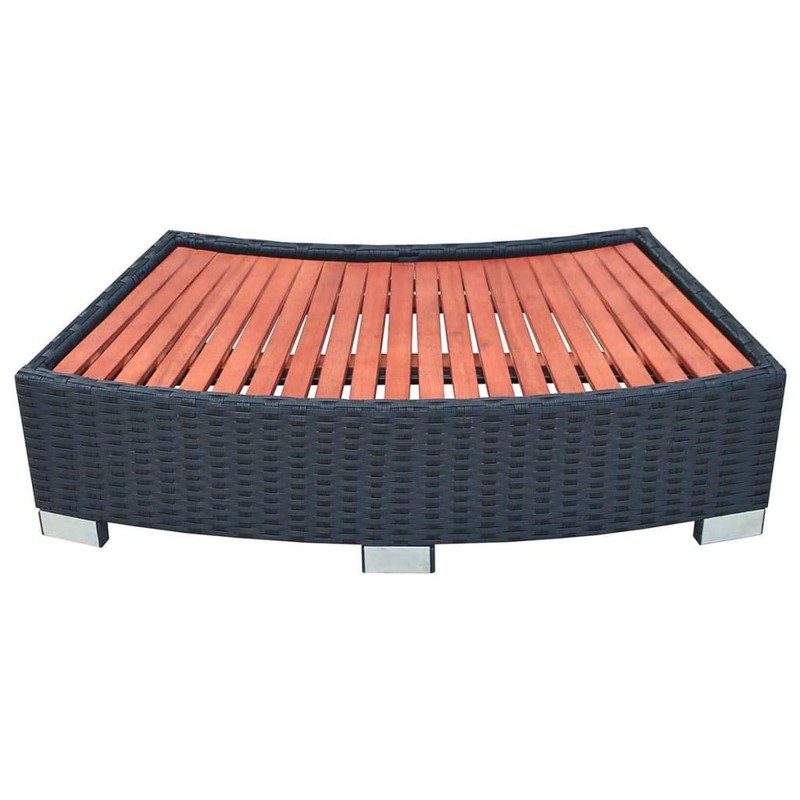 vidaXL Spa Step Poly Rattan Black Deck Patio Hot Tub
