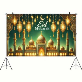 BlissYard Ramadan Mubarak Banner 71 X 43 Inch Ramadan Mubarak Party Backdrop Banner Muslim EID Mubarak Photo Booth Prop Photography Background Home Muslim Ramadan Kareem Eid Al Fitr Party Supplies