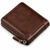 Men's Genuine Leather Zipper Wallet – Compact Short Wallet with
