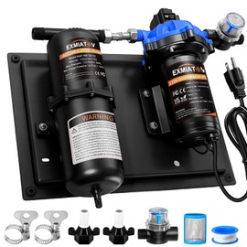 EXMIATOV Water Pump and Accumulator Tank System,110V AC 7.0GPM 70PSI Quiet Water Pump and 1L 125PSI Pre-Pressurized Accumulator Tank for RV,Boat,Marine,Home Water System,Irrigating,Industrial Settings