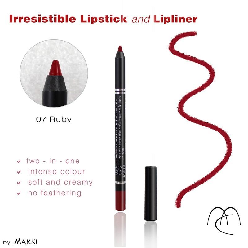 Ruby Makki Irresistible Lipstick & Lip Liner Pencil, Intense, Rich