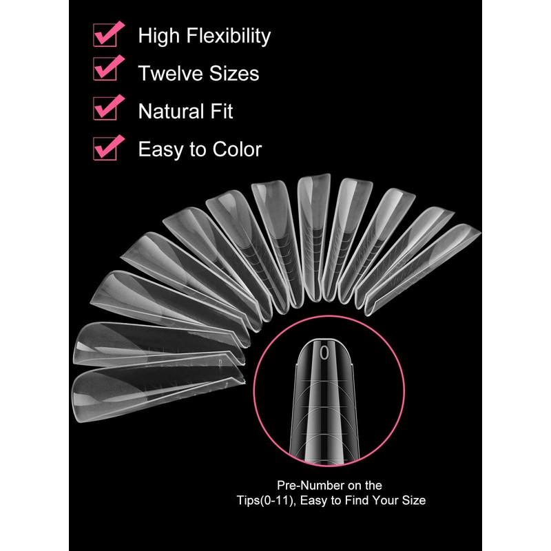 EBANKU 120 PCS Clear Matte Dual Nail Forms System Coffin