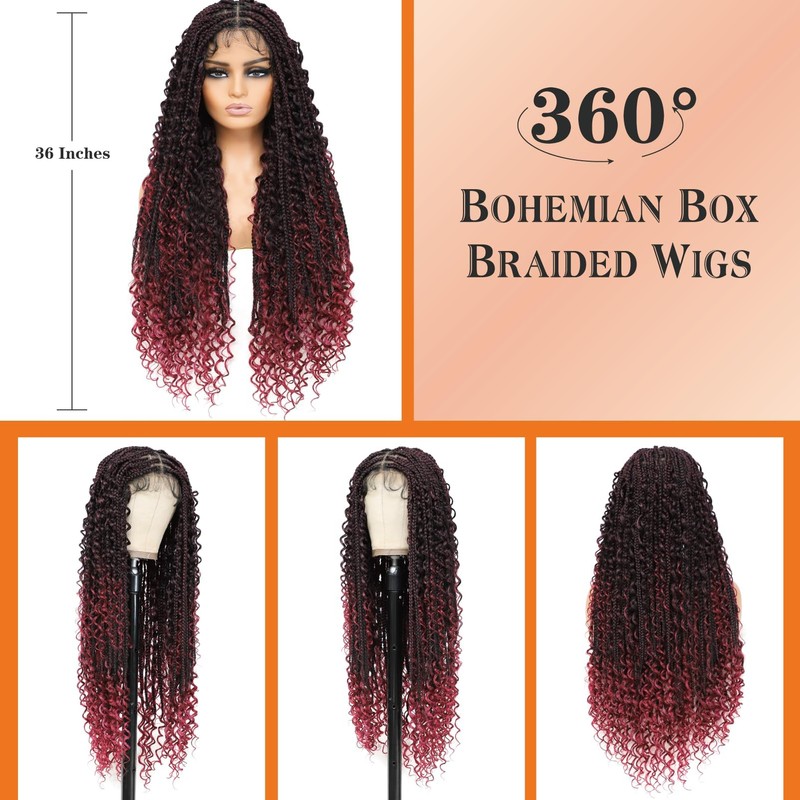 Boho Knotless Braided Wigs Double Full Lace with Baby Hair