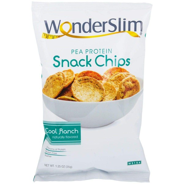 WonderSlim Pea Protein Snack Chips (12g Protein) - Cool Ranch - Low-Carb Diet Healthy Protein Snack - Gluten-Free (10 Bags)