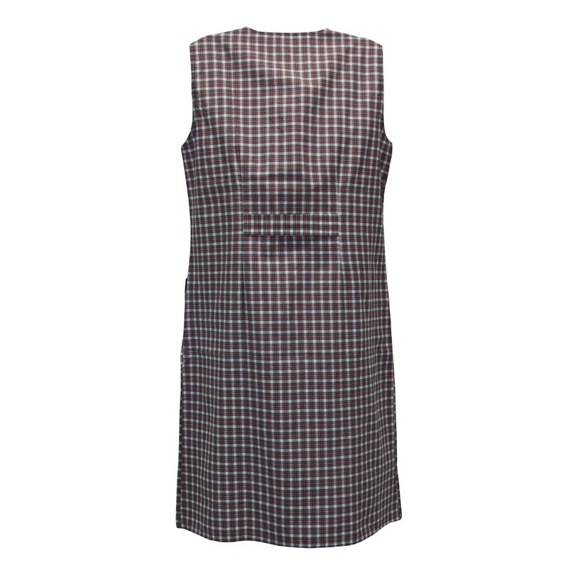 Schuerzenfabrik Button Gown Women's Mixed Fabric Checked Apron Sleeveless Cooking