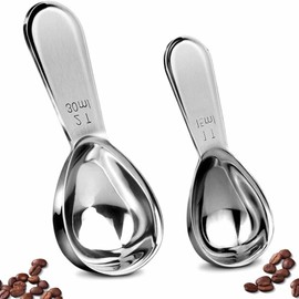 Stainless Steel Coffee Scoop-2 Pack Measuring Coffee Spoon (15ML and 30ML),Exact Measuring Spoon for Coffee,Sugar and More (15ml+30ml)