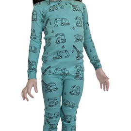 LittLong 12M-5Y - Conjunto de 2 piezas de pijama de 100% algodón para niños y niñas, 12M-5Y, Azul / Patchwork, 4-5T