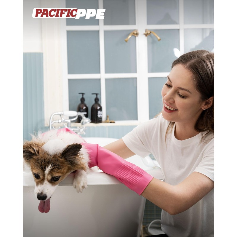 PACIFIC 2 Pairs Reusable Rubber Gloves for Washing Dishes and