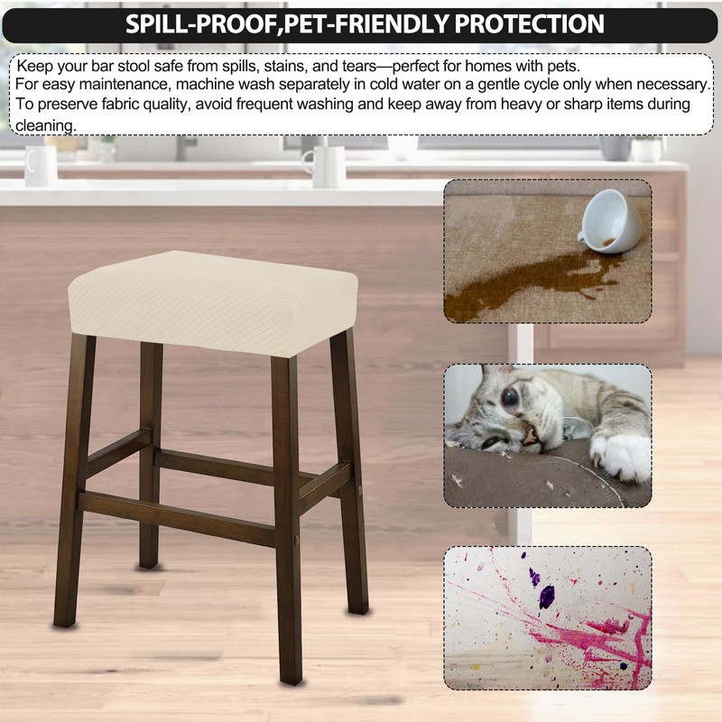 NeColorLife Rectangle Bar Stool Covers,Stretch Waterproof Saddle Seat Covers for