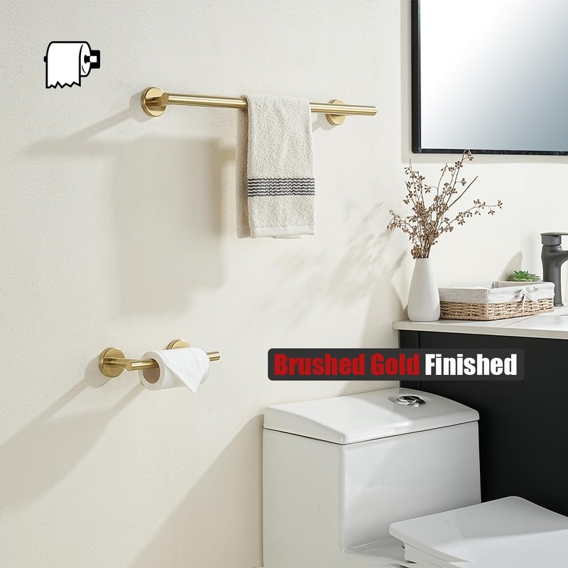 JQK Gold Toilet Paper Holder, Double Post Pivoting Tissue Holder