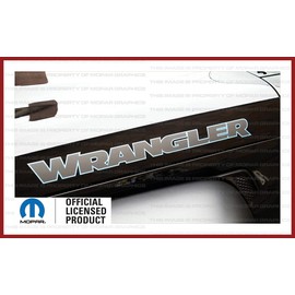 Decal Mods Wrangler Hood Graphic Vinyl Decal fits Jeep Wrangler JK/JL/JT (2007-2024) Gray w/Light Blue Outline (4xe) FDGLTBLUO (Set of 2) | FJ3V4