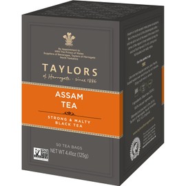 Taylors of Harrogate Assam, Black Tea, Pillow Tea Bags, 50 Count (Pack of 1), Full-bodied, Satisfying & Malty, Caffeinated, Enjoy Hot or Iced, 50 Teabags