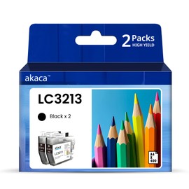 akaca LC3213 Printer Cartridges Compatible with Brother LC 3211 LC 3213 Cartridges (2 Black) for MFC-J497DW MFC-J890DW MFC-J895DW DCP-J572DW DCP-J772DW DCP-J774DW
