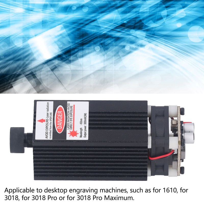 3W Engraving Laser Module 450nm Blue Light Focusable Fast Heat
