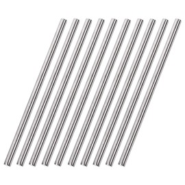 sourcing map 6mm x 200mm 304 Stainless Steel Solid Round Rod for DIY Craft - 10pcs