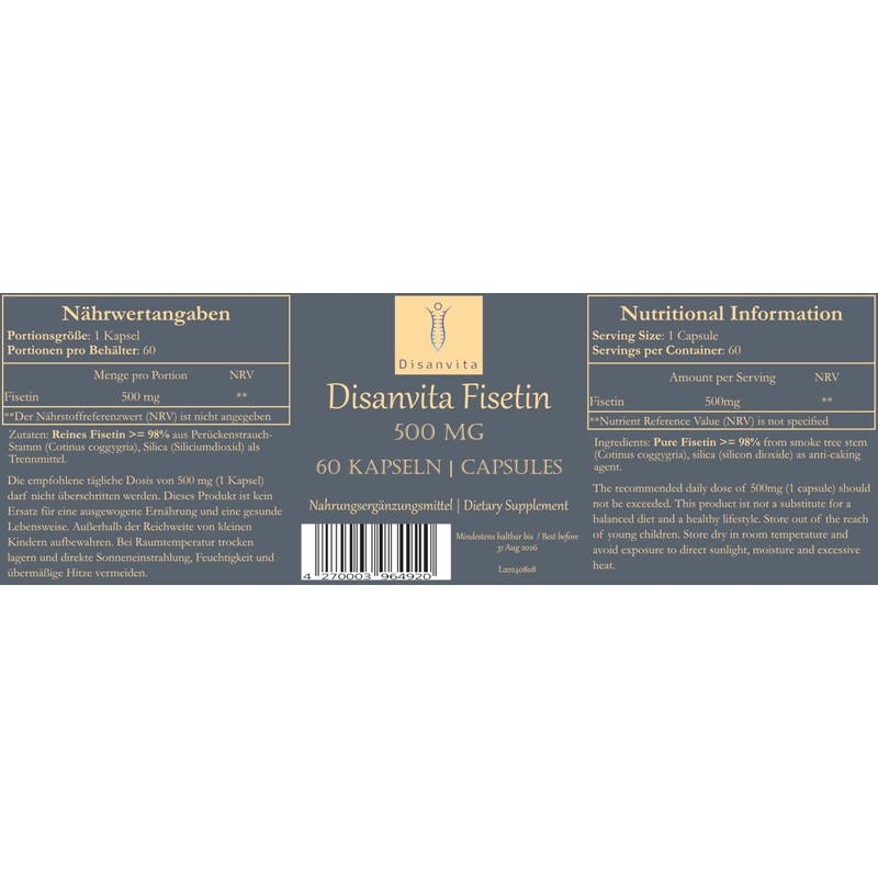 Disanvita® Fisetin | Labor geprüfte Premium-Qualität mit 99,7% Reinheit