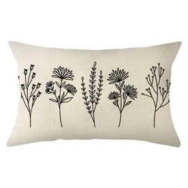 Ogiselestyle Summer Wildflowers Throw Pillow Cover, 12 x 20 Inch Seasonal Summer Flower Farmhouse Cushion Case Decoration for Sofa Couch