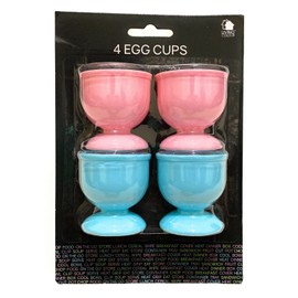 4 Pack Assorted Pastel Colours Easy to Clean Plastic Egg Cups. Receive 1 Pack of 4 Sent at Random.