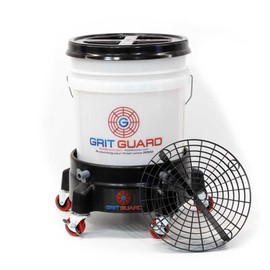 Grit Guard 5 Gallon Washing System | Includes 5 Gallon Bucket, Grit Guard, Bucket Dolly, and Gamma Seal Lid | for Car Wash and Detailing | Black