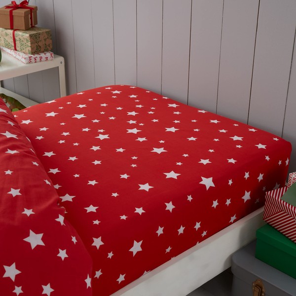Happy Linen Company Boys Girls Kids Retro Red Star Toddler Cot Bed Fitted Sheet For Christmas Dinosaurs Duvet Cover