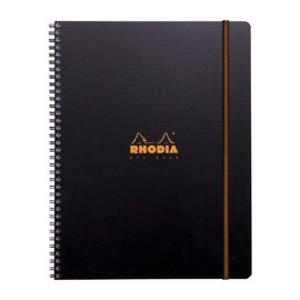 RHODIA 119930C - Spiral Notebook (Full Bound) Probook Black A4+|Small Squares|160 Detachable Perf. 4 Holes|Clairefontaine Paper 90g - Polypro Cover (Plastic) Rhodiactive