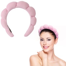 AWODUPH Spa Headband For Washing Face, Towel Fleece Makeup Headband, Skincare Headbands With Sponge Filling, Soft And Absorbent Headband For Women's Beauty And Skin Care-pink