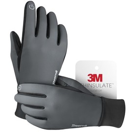 Guantes de invierno para hombre y mujer, hechos con Thinsulate 3M, guantes térmicos ligeros y cálidos para clima frío con dedos de visualización táctil, guantes de correr resistentes al agua