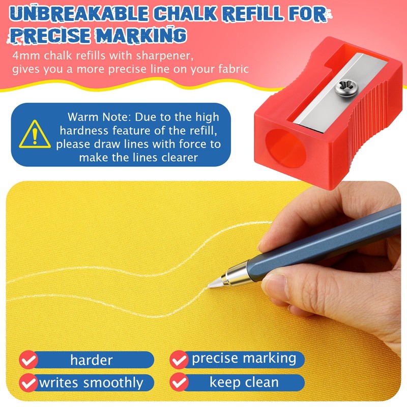Sewing Chalk Markers for Fabric, Aluminum,White,2 Pack