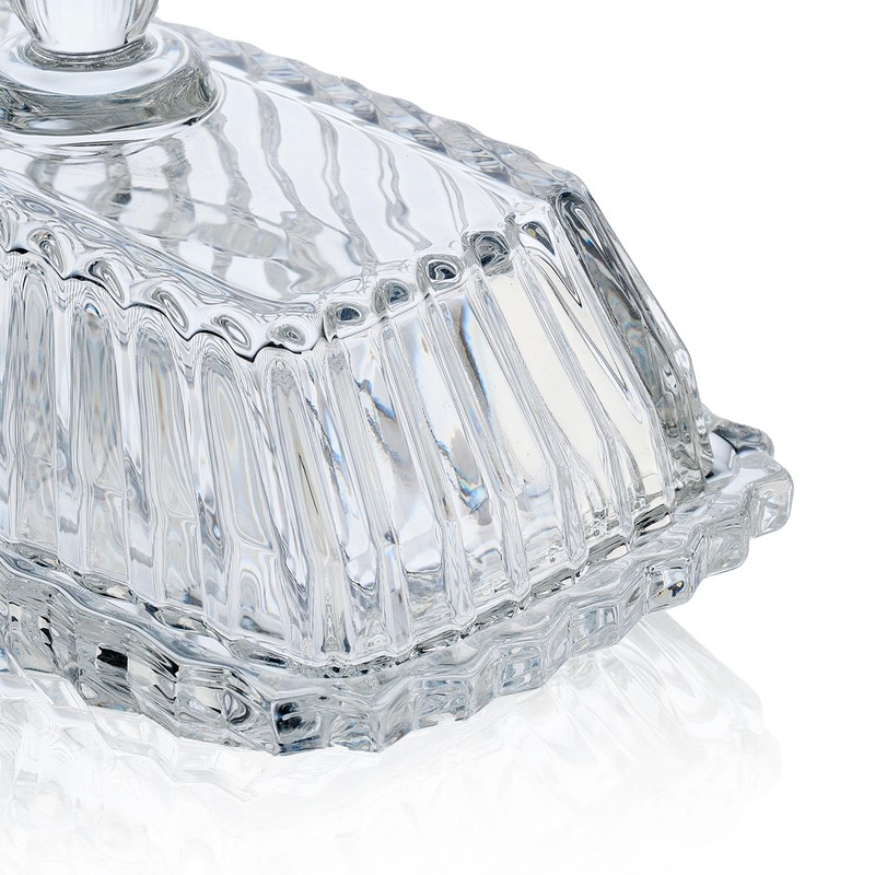 Clear Glass Butter Dish with Lid for Countertop - Refrigerator