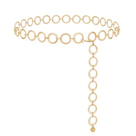 WERFORU Women's Fashion Waist Belt Metal Chain Belt Adjustable Waist Chain Hip Chain for Dresses, A-gold