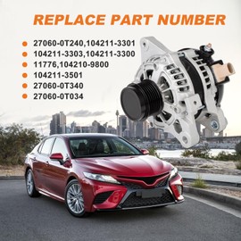 Jaxivo High Output Alternator 125Amp 12V Compatible with Toyota Corolla 2014 2015 2016 2017 2018 2019 L4 1.8L 6-Groove Clutch Pulley Replace 10421-13300 27060-0T240 104211-3303