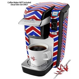 WraptorSkinz Decal Style Vinyl Skin compatible for Keurig K10 / K15 Mini Plus Coffee Makers Zig Zag Red White and Blue (COFFEE MAKER NOT INCLUDED)