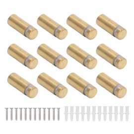 12Pcs Standoff Screws Stainless Steel Electroplated Brushed Gold Advertising Nails for Acrylic Support Panels 12x30mm