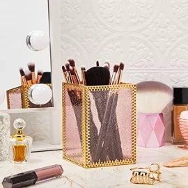 Glamlily Soporte Para Brochas De Maquillaje Dorado Para Tocador, Marc