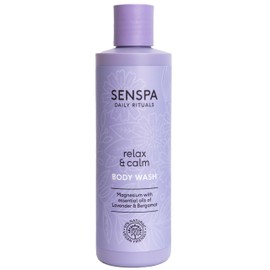 SenSpa Relaxing Lavender Body Wash - 250ml Vegan Shower Gel, Natural Body Wash with Geranium Oil, Organic Lavender Shower Gel for Women & Men, Cruelty Free, Luxury Spa Gifts for Women
