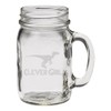 Clever Girl Raptor Dinosaur 12 oz Hand Etched Glass Mason