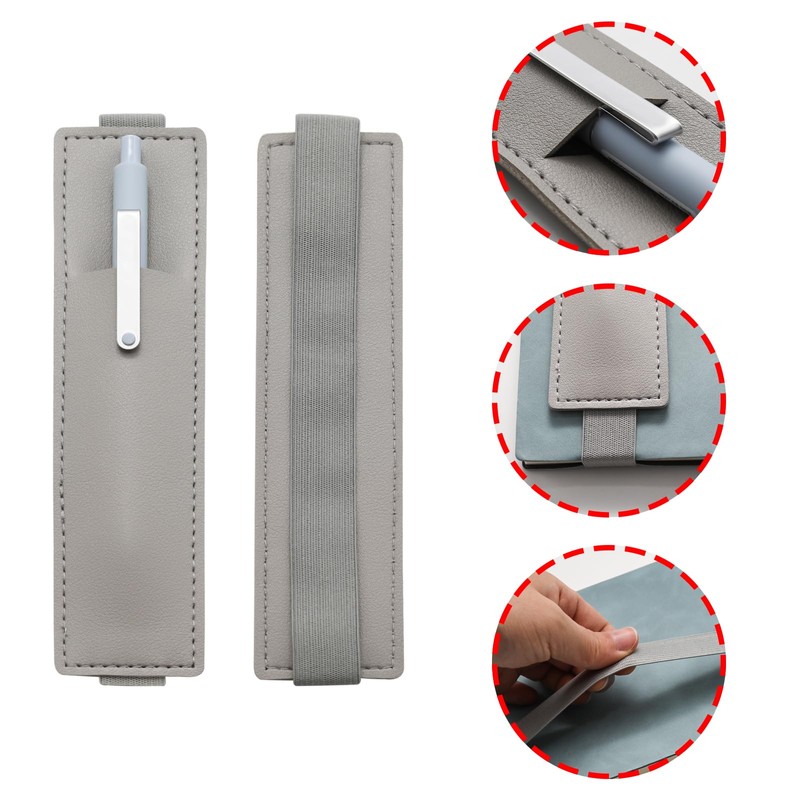 YUYUDEHM 2 PCS Adjustable Pen Holder Elastic Band, PU Leather