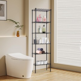 BestOffice Metal Garage Shelving 6 Tiers Garage Storage Shelves Heavy Duty 17”D x 12”W x 64”H Easy Assemble Wire Shelving NSF Certified Storage Shelves with Levling Feet for Home Garage Office, Black