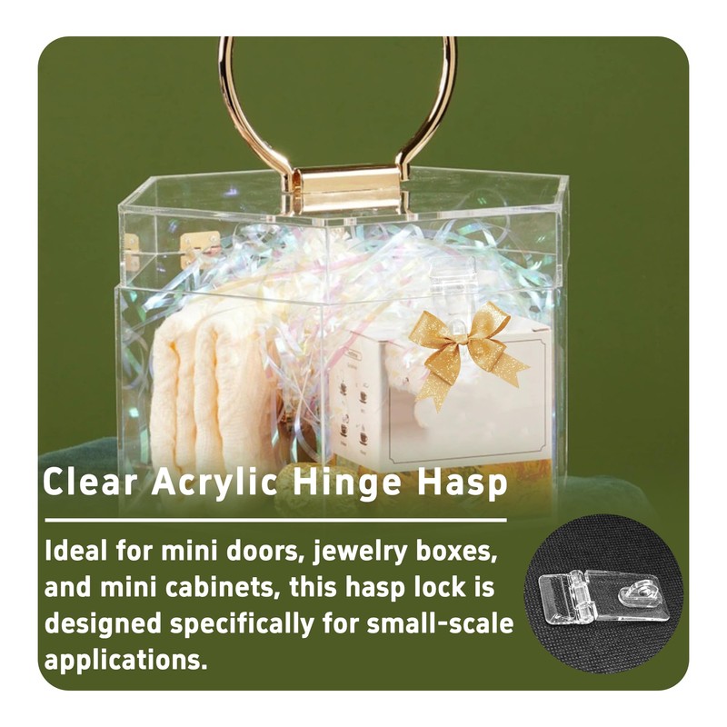 bociloy 12 Sets 55x25mm Mini Hinge Hasp, Clear Acrylic Hasp